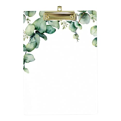A4 Standard Klemmbrett Aquarell Eukalyptus Blätter Blumen Kunststoff Klemmbretter für Schüler Schule Büro Low Profile Metall Clip Hängende Loch von MyDaily