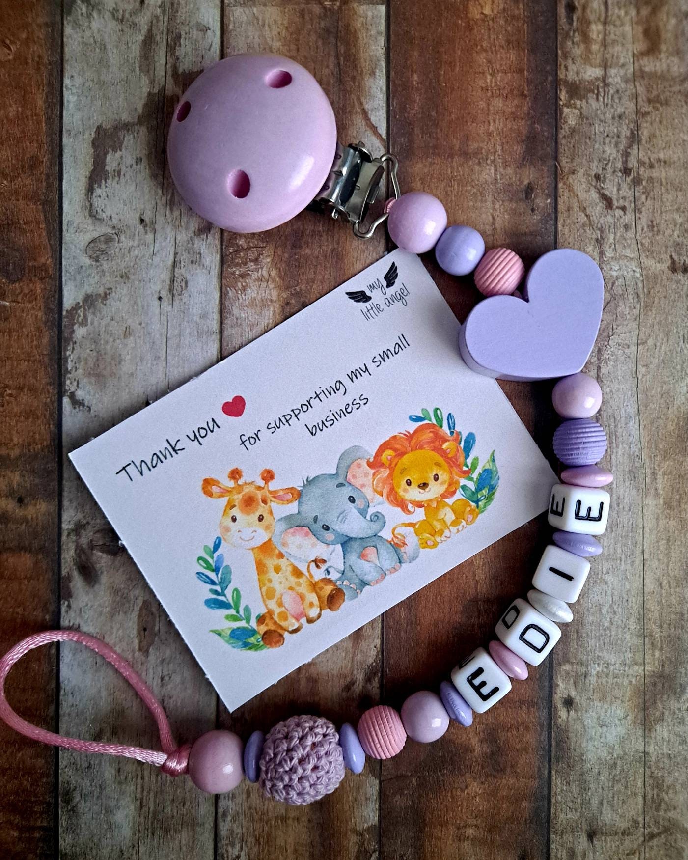 Personalisierter Herz-Schnullerclip Aus Holz | Handgefertigt Baby Junge, Mädchen Baby-Dusche-Geschenk Kostenloser Mam-Adapter Schneller Versand von MyLittleAngelGB