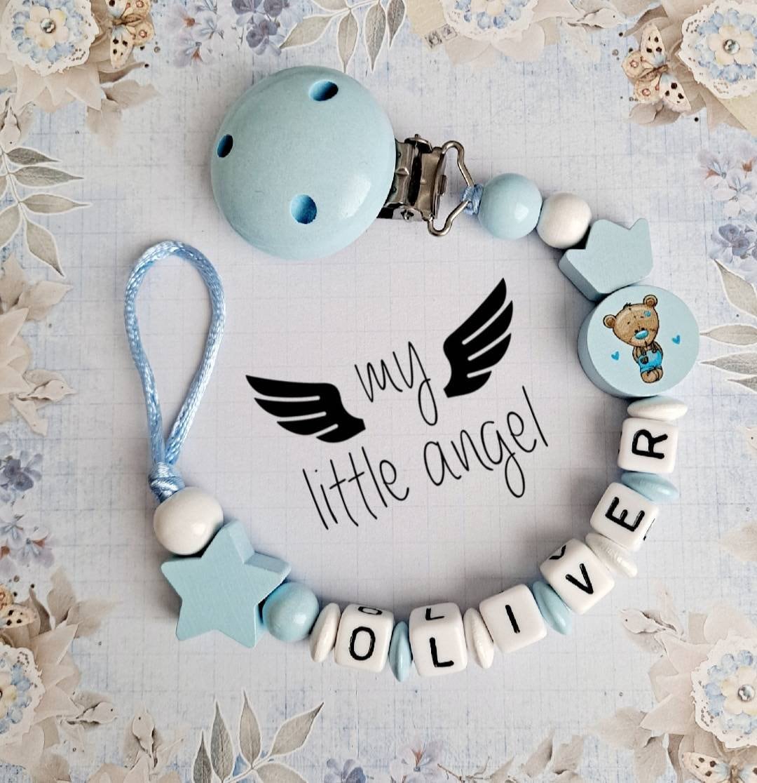 Personalisierte Tatty Teddy Schnuller-Clip | Geschenk Babyparty Baby Junge Mädchen Unisex Schnullerkette Mam Handmade Ich Zu Dir von MyLittleAngelGB