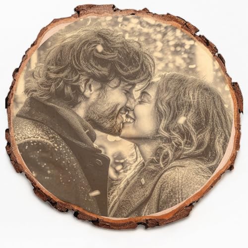 MyMagicMemory Baumscheibe mit Foto Gravur Geschenkidee Hochzeit Hochzeitstag für Mutter Papa und Paare, gedenktafel, Holzdeko und individuelle Geschenke, Holzscheibe Personalisiert (M) von MyMagicMemory