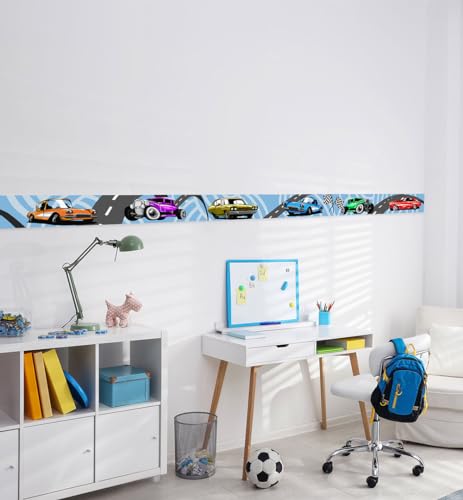 MyMaxxi | Kinder Bordüre | Cars 600 x 20cm | WandKinder Bordüre Wandtattoo | Tapetenbordüre aus Tapetenvlies | Dekoration für Kinderzimmer Spielzimmer von MyMaxxi