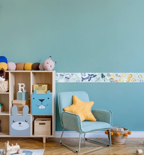 MyMaxxi | Kinder Bordüre | Underwater 900 x 20cm | WandKinder Bordüre Wandtattoo | Tapetenbordüre aus Tapetenvlies | Dekoration für Kinderzimmer Spielzimmer von MyMaxxi