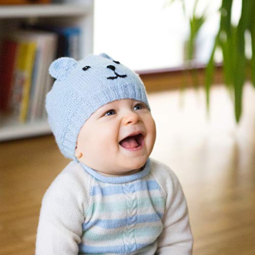 Bärchen Mütze zum selber stricken für Kinder - Mütze Teddy in babyrosa für Mädchen - Strickpackung enthält Merino Wolle in rosa + Strickanleitung für Kinder im Alter von 3-12 Monate von MyOma