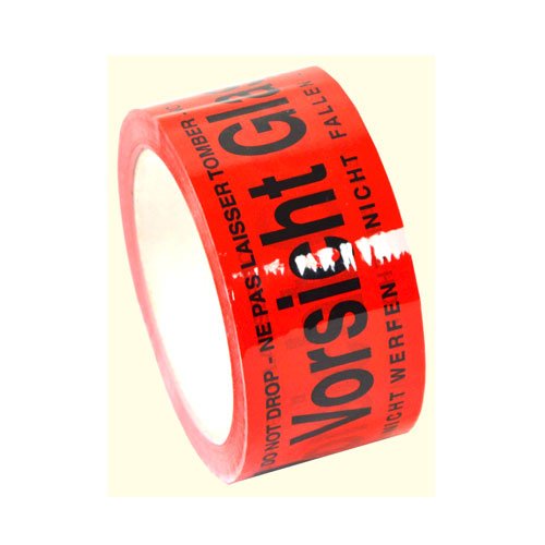 72x Paketklebeband Paketband Klebeband Kleberollen Rot "Vorsicht Glas" 50mm x 66m stark klebend von MyPack