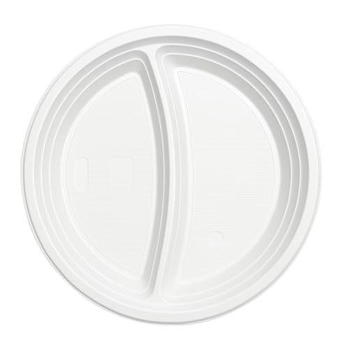 MyPapp Plastikteller 100 Stück Zweigeteilt | Mehrweg Ø22 cm Plastik Teller Kunststoffteller | Partyteller Partygeschirr Plastikgeschirr Spülmaschinenbeständig (100) von MyPapp