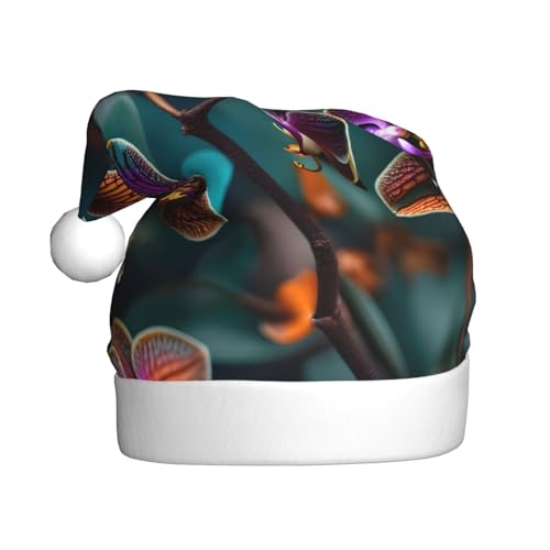 Batik-Hippie-Druck, Plüsch-Weihnachtsmannmütze, niedliche Weihnachtsmütze, Weihnachtsmannmütze, für Weihnachtsfeier, Erwachsene, Uni, Blaugrün und orange Orchidee, 1 Batik-Hippie-Druck, Plüsch-Weihnachtsmannmütze, niedliche Weihnachtsmütze, Weihnachtsmannmütze, für Weihnachtsfeier, Erwachsene, Uni, Blaugrün und orange Orchidee, 1 von MyPiky