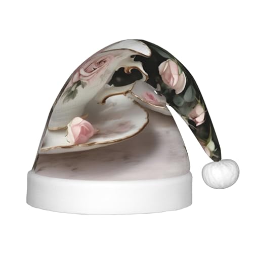 MyPiky Teetassen mit Rosen, romantischer Shabby-Druck, Weihnachtsmütze für Kinder und Jungen, Mädchen, Nikolausmütze für Kinder von MyPiky