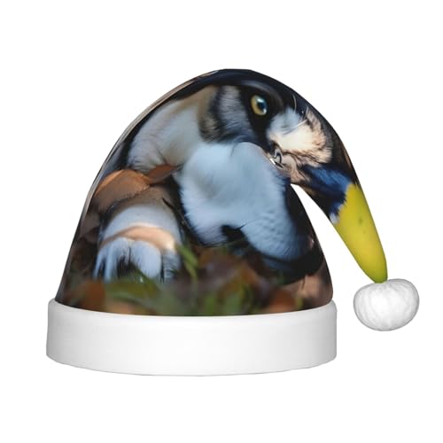 MyPiky Weihnachtsmütze mit Husky-Hundemuster, Weihnachtsmannmütze für Kinder und Jungen, Mädchen, Weihnachtsmannmütze für Kinder, Weihnachtsgeschenke von MyPiky
