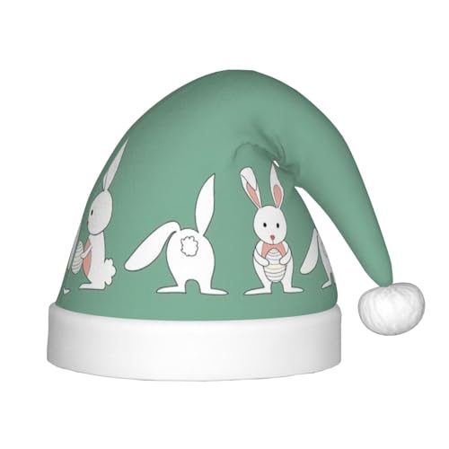 MyPiky Weihnachtsmütze mit Osterhasen-Aufdruck, Weihnachtsmannmütze für Kinder und Jungen, Mädchen, Weihnachtsmannmütze für Kinder, Weihnachtsgeschenke von MyPiky