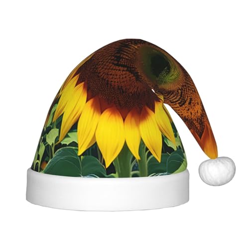 MyPiky Weihnachtsmütze mit Sonnenblumenmuster, Weihnachtsmannmütze für Kinder und Jungen, Mädchen, Weihnachtsmannmütze für Kinder, Weihnachtsgeschenke von MyPiky