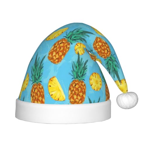 MyPiky Weihnachtsmütze mit frischem Ananas-Druck, Weihnachtsmannmütze für Kinder und Jungen, Mädchen, Weihnachtsmannmütze für Kinder, Weihnachtsgeschenke von MyPiky