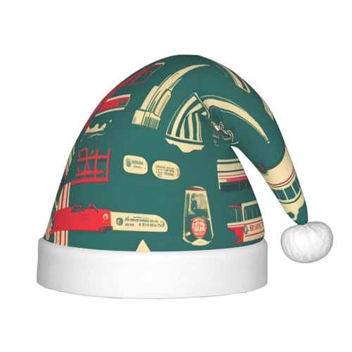MyPiky Weihnachtsmütze mit schottischem Retro-Druck, Weihnachtsmannmütze für Kinder und Jungen, Mädchen, Weihnachtsmannmütze für Kinder, Weihnachtsgeschenke von MyPiky