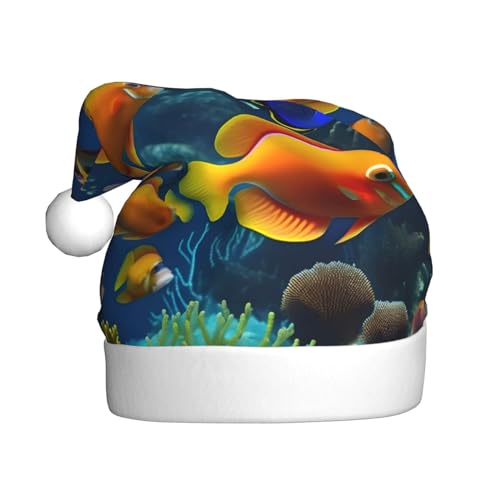 Nikolaus Hut Plüsch Ti-Dye Hippie Druck Niedliche Nikolausmütze für Weihnachtsfeier Uni Erwachsene Unterwasserwelt Tropischer Fisch 1 Nikolaus Hut Plüsch Ti-Dye Hippie Druck Niedliche Nikolausmütze für Weihnachtsfeier Uni Erwachsene Unterwasserwelt Tropischer Fisch 1 von MyPiky
