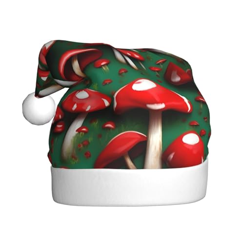 Roter Mohnblumen-Druck, Plüsch-Weihnachtsmannmütze, niedliche Weihnachtsmütze, Weihnachtsmannmütze, für Weihnachtsfeier, Erwachsene, Uni, rote Mütze, Pilze, 1 Roter Mohnblumen-Druck, Plüsch-Weihnachtsmannmütze, niedliche Weihnachtsmütze, Weihnachtsmannmütze, für Weihnachtsfeier, Erwachsene, Uni, rote Mütze, Pilze, 1 von MyPiky