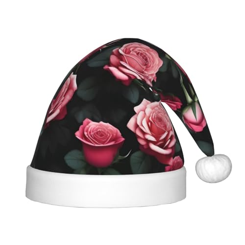 Weihnachtsmütze mit Rosenblüten und vielen Aufdruck, Weihnachtsmannmütze für Kinder und Jungen, Mädchen, Weihnachtsgeschenke Weihnachtsmütze mit Rosenblüten und vielen Aufdruck, Weihnachtsmannmütze für Kinder und Jungen, Mädchen, Weihnachtsgeschenke von MyPiky