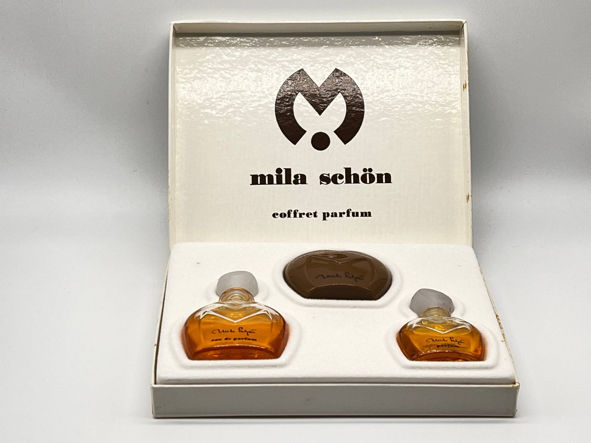 Vintage Mila Schon "Haute Couture" Geschenkset, Parfum Schatulle, 8 Ml, Eau De Toilette 16 Parfüm Seife 28 Gr, Seltene 90Er Jahre von MyVintageGadgets