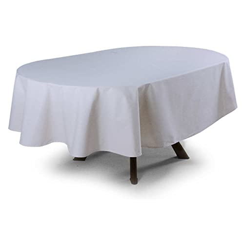 MyVorrei Ovale Tischdecke, schmutzabweisend, einfarbig, 100 % Polyester, 180 x 270 cm, mit 12 Servietten von MyVorrei