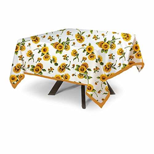 MyVorrei Quadratische Tischdecke, Muster, Sonnenblume, 100 % Baumwolle, 140 x 140 cm von MyVorrei