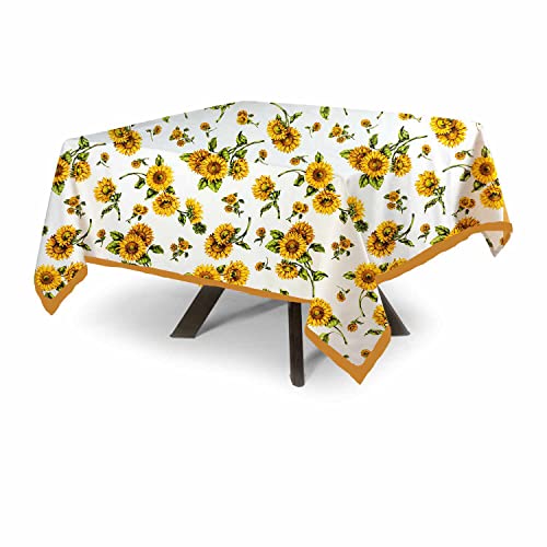 MyVorrei Quadratische Tischdecke, Muster, Sonnenblume, 100 % Baumwolle, 90 x 90 cm von MyVorrei