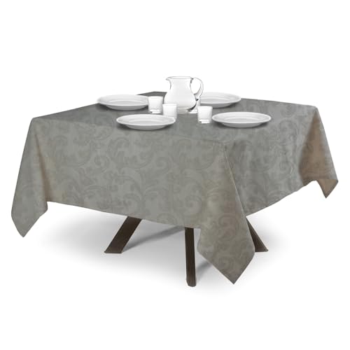 MyVorrei Quadratische Tischdecke aus Baumwollflandern | Design Rose Jacquard | Made in Italy | in 10 Farben | 140 x 140 cm Grau von MyVorrei