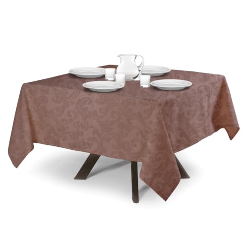 MyVorrei Quadratische Tischdecke aus Baumwollflandern | Design Rose Jacquard | Made in Italy | in 10 Farben | 90 x 90 cm Rosa von MyVorrei