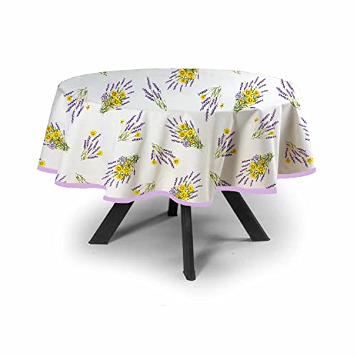 MyVorrei Runde Tischdecke mit Lavendelmuster, 100 % Baumwolle, 180 x 180 cm MyVorrei Runde Tischdecke mit Lavendelmuster, 100 % Baumwolle, 180 x 180 cm von MyVorrei