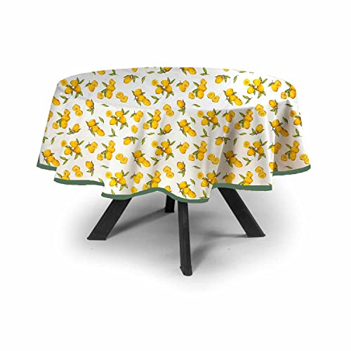 MyVorrei Tischdecke, rund, Motiv: New Lemon 100% Baumwolle, 180 x 180 cm von MyVorrei
