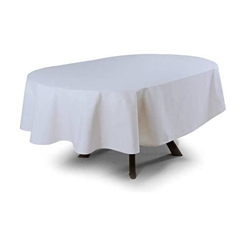 Ovale Tischdecke, schmutzabweisend, Leinen-Optik, 100 % Polyester, 180 x 220 cm von MyVorrei