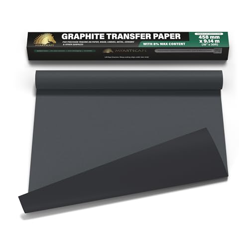 MyArtscape Graphit-Transferpapier-Rolle, schwarzes gewachstes Kohlepapier, 45,7 cm x 9,1 m, Transferpapierrolle, Graphitpapier, präzises Kohlepapier, ideal als Transparentpapier zum Zeichnen MyArtscape Graphit-Transferpapier-Rolle, schwarzes gewachstes Kohlepapier, 45,7 cm x 9,1 m, Transferpapierrolle, Graphitpapier, präzises Kohlepapier, ideal als Transparentpapier zum Zeichnen von Myartscape