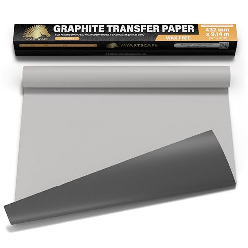 MyArtscape Graphit-Transferpapierrolle - 43,2 cm x 9,1 m großes Transparentpapier - Wachsfreies Kohlepapier zum Durchzeichnen auf Leinwand, Papier & Holz - Löschbares Kohle-Transferpapier zum Zeichnen MyArtscape Graphit-Transferpapierrolle - 43,2 cm x 9,1 m großes Transparentpapier - Wachsfreies Kohlepapier zum Durchzeichnen auf Leinwand, Papier & Holz - Löschbares Kohle-Transferpapier zum Zeichnen von Myartscape
