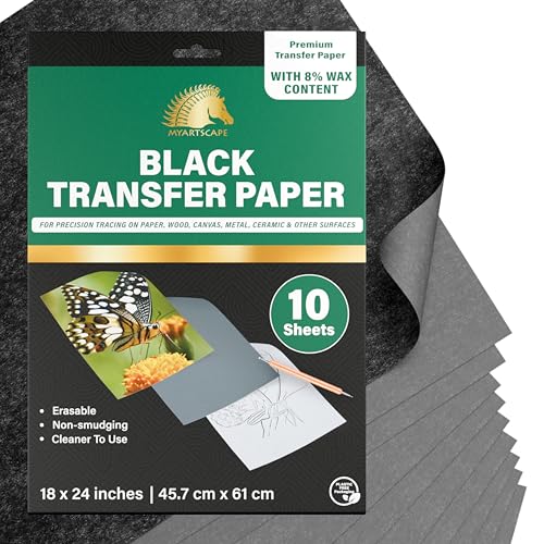 MyArtscape Graphitpapier, Transferpapier, Kohlepapier, 45,7 x 61 cm, 10 Blatt (schwarz) von Myartscape