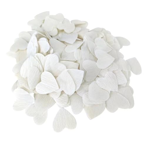 Mybbshower 800 Stück Herz Hochzeit Konfetti 3,8 cm Krepppapier Konfetti für Jahrestag Geburtstag Abschluss Brautparty & Babyparty Partys Tischdekorationen (weiß) von Mybbshower