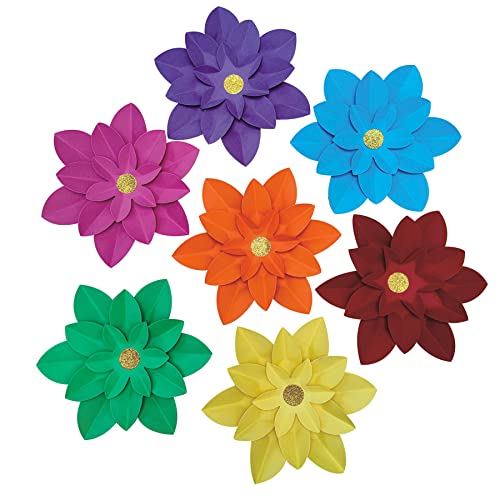 Mybbshower Kunstblumen Papier-Fiesta-Blume für die Wand, 27,9 cm, Set mit 7 Stück, Karneval, Regenbogen-Thema, Party, Geburtstag, Feier, Kulisse (Regenbogen) von Mybbshower