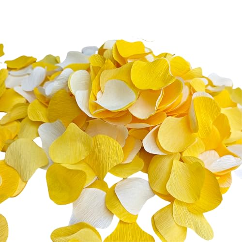 mybbshower 600 Stück Krepppapier-Rosenblätter für Hochzeit, Blumenmädchen zum Werfen von Blütenblättern für romantische Nacht-Mittelstücke, Babyparty, Valentinstag, Dekoration (gelb) von Mybbshower