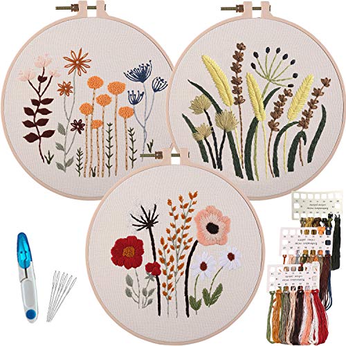 Myfelicity 3 Sets von Anfänger-Sticksets, Stickerei-Starter-Kits, Hobbys für Erwachsene und Damen, einschließlich Stoff mit Blumenmustern, farbigen Fäden, Nadeln, Reifen und Anleitung (evtl. nicht in Myfelicity 3 Sets von Anfänger-Sticksets, Stickerei-Starter-Kits, Hobbys für Erwachsene und Damen, einschließlich Stoff mit Blumenmustern, farbigen Fäden, Nadeln, Reifen und Anleitung (evtl. nicht in von Myfelicity