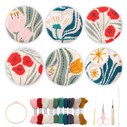 Myfelicity Stanznadel-Set für Erwachsene und Anfänger, Stanznadel-Untersetzer-Set, Blumenmuster, einfache Kunstwerke, Dekoration, Untersetzer-Set, inklusive Tuch, Garn, Nadel, Abstandshalter Myfelicity Stanznadel-Set für Erwachsene und Anfänger, Stanznadel-Untersetzer-Set, Blumenmuster, einfache Kunstwerke, Dekoration, Untersetzer-Set, inklusive Tuch, Garn, Nadel, Abstandshalter von Myfelicity