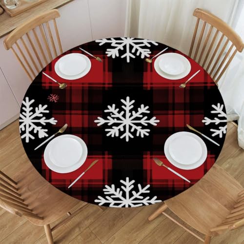 Myfsucce Wasserdichte und schmutzabweisende, elastische Tischdecke, rund, Schneeflocken, passend für 101,6–111,8 cm große Tische, Outdoor-Tischdecke, abwischbar und maschinenwaschbar, Rot kariert Myfsucce Wasserdichte und schmutzabweisende, elastische Tischdecke, rund, Schneeflocken, passend für 101,6–111,8 cm große Tische, Outdoor-Tischdecke, abwischbar und maschinenwaschbar, Rot kariert von Myfsucce