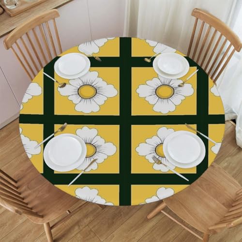 Myfsucce Wasserdichte und schmutzabweisende, elastische Tischdecke, rund, kariert, geometrisch, passend für 101,6–111,8 cm große Tische, Outdoor-Tischdecke, abwischbar und maschinenwaschbar Myfsucce Wasserdichte und schmutzabweisende, elastische Tischdecke, rund, kariert, geometrisch, passend für 101,6–111,8 cm große Tische, Outdoor-Tischdecke, abwischbar und maschinenwaschbar von Myfsucce