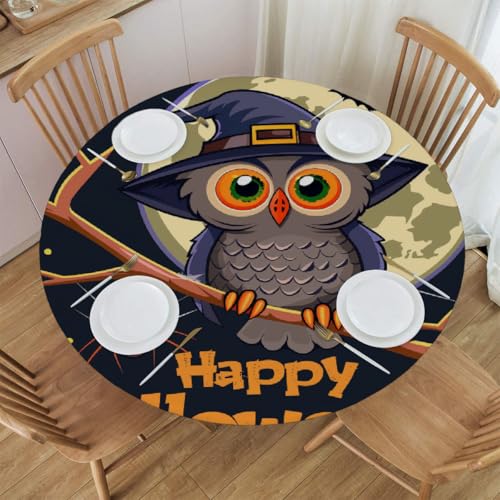 Myfsucce Wasserdichte und schmutzabweisende, elastische runde Tischdecke, Halloween, niedliche Eule, passend für 101,6–111,8 cm große Tische, Outdoor-Tischdecke, abwischbar und maschinenwaschbar Myfsucce Wasserdichte und schmutzabweisende, elastische runde Tischdecke, Halloween, niedliche Eule, passend für 101,6–111,8 cm große Tische, Outdoor-Tischdecke, abwischbar und maschinenwaschbar von Myfsucce