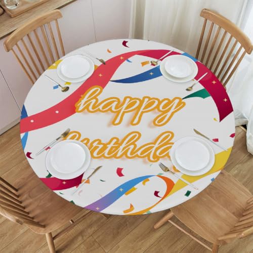 Myfsucce Wasserdichte und schmutzabweisende, elastische runde Tischdecke, "Happy Birthday", passend für 114,3–127 cm große Tische, Outdoor-Tischdecke, abwischbar und maschinenwaschbar Myfsucce Wasserdichte und schmutzabweisende, elastische runde Tischdecke, "Happy Birthday", passend für 114,3–127 cm große Tische, Outdoor-Tischdecke, abwischbar und maschinenwaschbar von Myfsucce