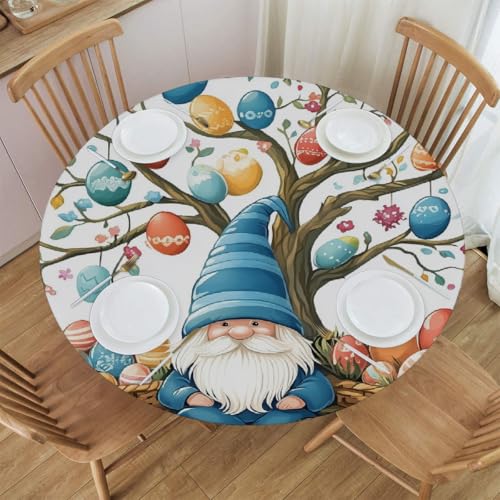 Myfsucce Wasserdichte und schmutzabweisende, elastische runde Tischdecke, Osterbaum-Zwergeier, passend für 101,6–111,8 cm große Tische, Outdoor-Tischdecke, abwischbar und maschinenwaschbar Myfsucce Wasserdichte und schmutzabweisende, elastische runde Tischdecke, Osterbaum-Zwergeier, passend für 101,6–111,8 cm große Tische, Outdoor-Tischdecke, abwischbar und maschinenwaschbar von Myfsucce