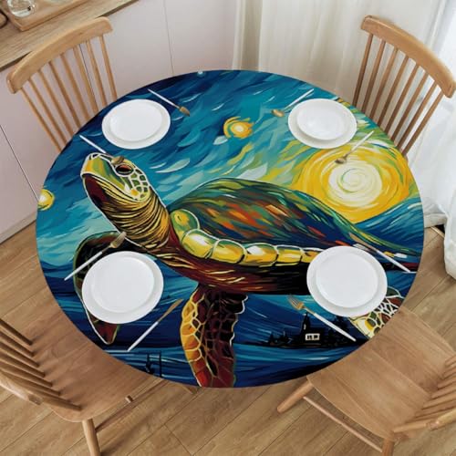 Myfsucce Wasserdichte und schmutzabweisende, elastische runde Tischdecke, Schildkröte unter Sternenhimmel, passend für 101,6–111,8 cm große Tische, Outdoor-Tischdecke, abwischbar und maschinenwaschbar Myfsucce Wasserdichte und schmutzabweisende, elastische runde Tischdecke, Schildkröte unter Sternenhimmel, passend für 101,6–111,8 cm große Tische, Outdoor-Tischdecke, abwischbar und maschinenwaschbar von Myfsucce