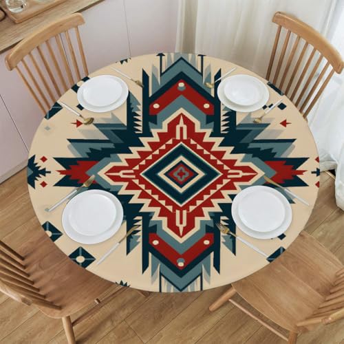 Myfsucce Wasserdichte und schmutzabweisende, elastische runde Tischdecke, geometrisches Ethno-Design, passend für 101,6–111,8 cm große Tische, Outdoor-Tischdecke, abwischbar und maschinenwaschbar Myfsucce Wasserdichte und schmutzabweisende, elastische runde Tischdecke, geometrisches Ethno-Design, passend für 101,6–111,8 cm große Tische, Outdoor-Tischdecke, abwischbar und maschinenwaschbar von Myfsucce