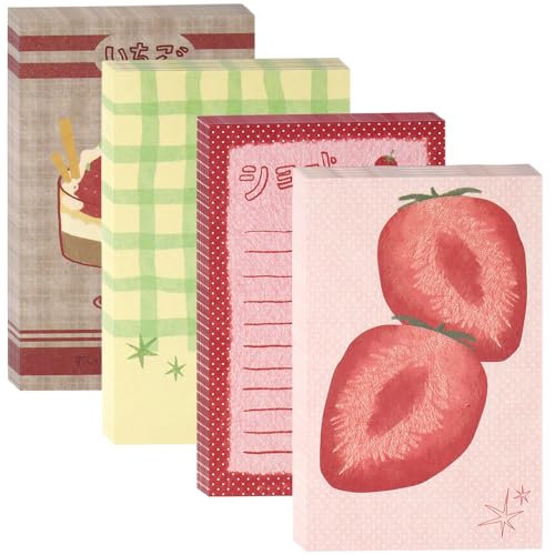 200 Blätter M5 Erdbeere Mini Notizblock Klein Strawberry Scrapbook Papier Notizzettel 6.7X10.5cm Cute Dekoratives Papier Notizblöcke Erdbeeren Desserts Raster Notepad Blöcke Schulsachen Bürobedarf von Myhiju