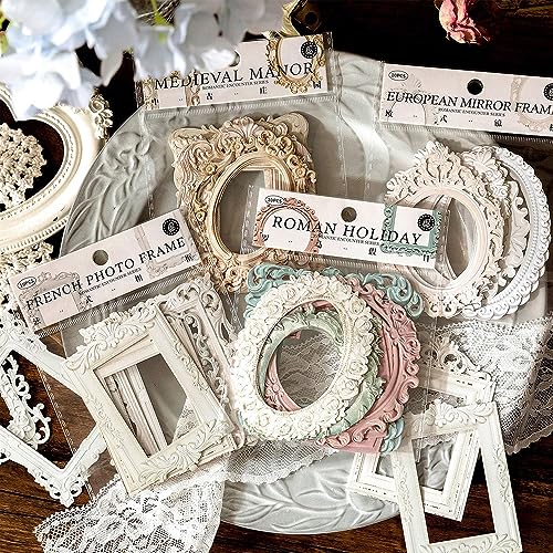 40 Blätter Spitze Rahmen Scrapbook,Vintage Hohle Geprägt Foto Rahmen Material Scrapbooking Hintergrund Fenster Rahmen Scrapbook Papier für DIY Vintage Papier Journaling Scrapbook Scrapbooking Zubehör von Myhiju