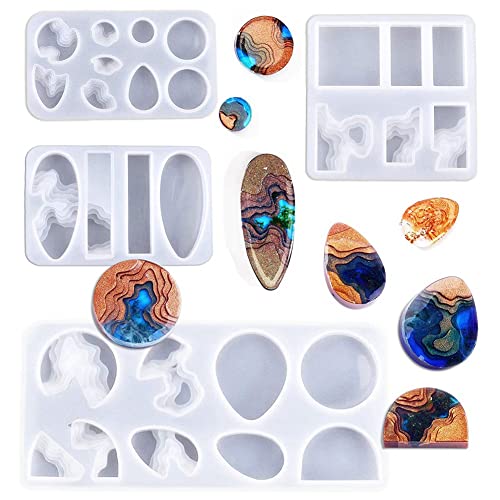 Myingaou 4 Stück DIY Island Halskette Edelstein Anhänger Epoxy Form Schlüsselanhänger Anhänger Harz Silikonform Myingaou 4 Stück DIY Island Halskette Edelstein Anhänger Epoxy Form Schlüsselanhänger Anhänger Harz Silikonform von Myingaou