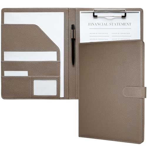 Mymazn Dokumententasche A4, Dokumententasche, PU-Leder, Blockhalter, A4, Dokumentenordner, Organizer, Portfolio, Formularhalter (Taupe) von Mymazn