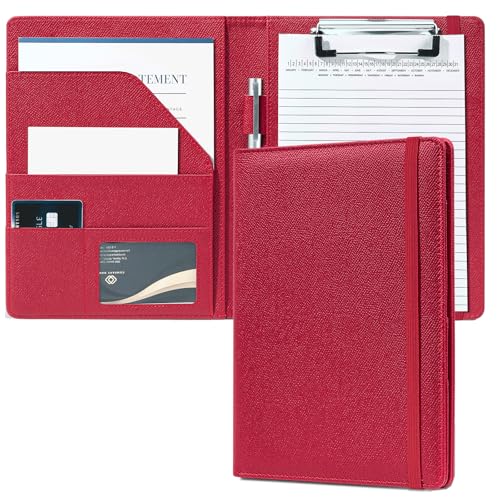 Mymazn Junior Padfolio-Ordner, kleines A5-Klemmbrett mit Deckel für 12,7 x 20,3 cm Schreibblock, Notizblockhalter, Rechtsblockhalter für Business, Schule, Büro, Männer und Frauen, Rot Mymazn Junior Padfolio-Ordner, kleines A5-Klemmbrett mit Deckel für 12,7 x 20,3 cm Schreibblock, Notizblockhalter, Rechtsblockhalter für Business, Schule, Büro, Männer und Frauen, Rot von Mymazn