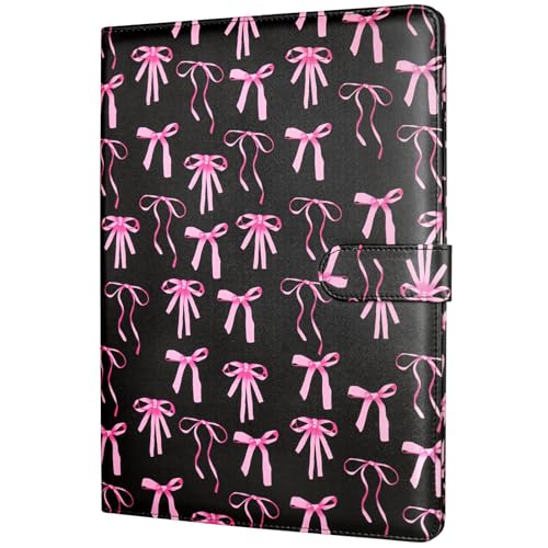 Mymazn Padfolio Portfolio-Ordner, Kunstleder, Interview-Lebenslaufmappe mit Dokumenten-Organizer und Visitenkartenhalter, Briefgröße, Notizblock, Rechtsblockhalter für Männer und Frauen, schwarze von Mymazn