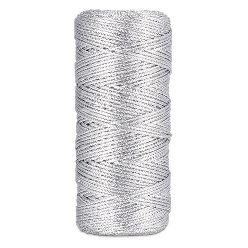 Mynoozi 100 Meters Twine String for Gift Wrapping, 1.5mm Silver String for Christmas Baubles, Jewelry Thread Cord for DIY Crafts Gift Wrapping & Wedding Favors von Mynoozi